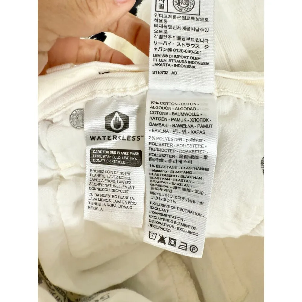 Levi's High Waisted Slim Fit Denim Cut-Out Jean Short Chalk White Women's W28 - Image 4