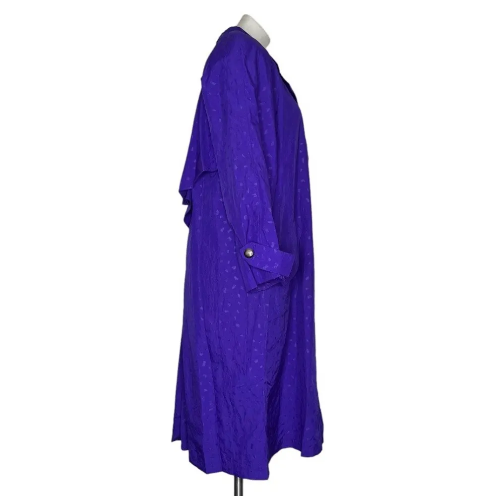 NEIMAN MARCUS Purple Trench Coat Nylon Midi Womens Size 8 VINTAGE - Image 3