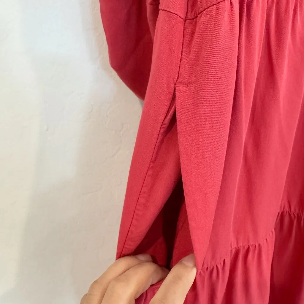 Chico’s Silk Blend Tiered Midi Shirt Dress Roll Tab A-Line Party Plus Size 14 - Image 4