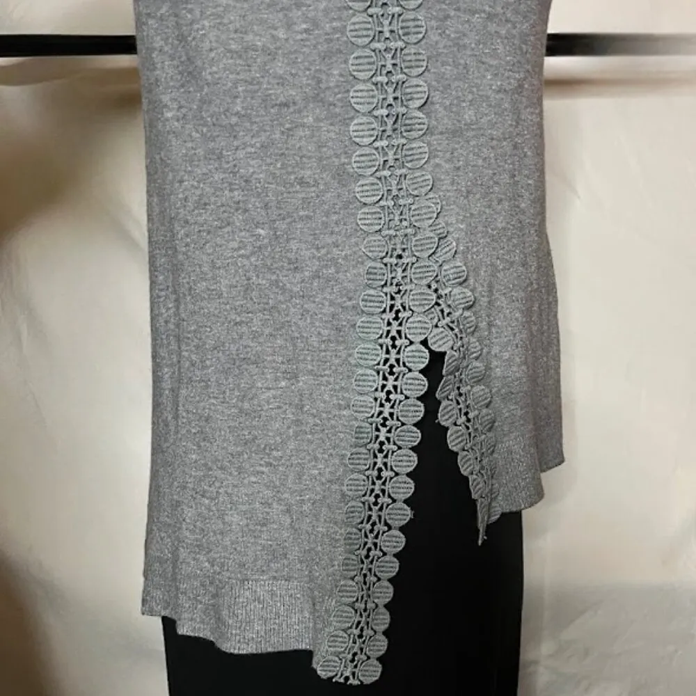 Miss Morena Gray Sweater Lace Long Pleather Sleeves NWOT Womens Large - Image 6