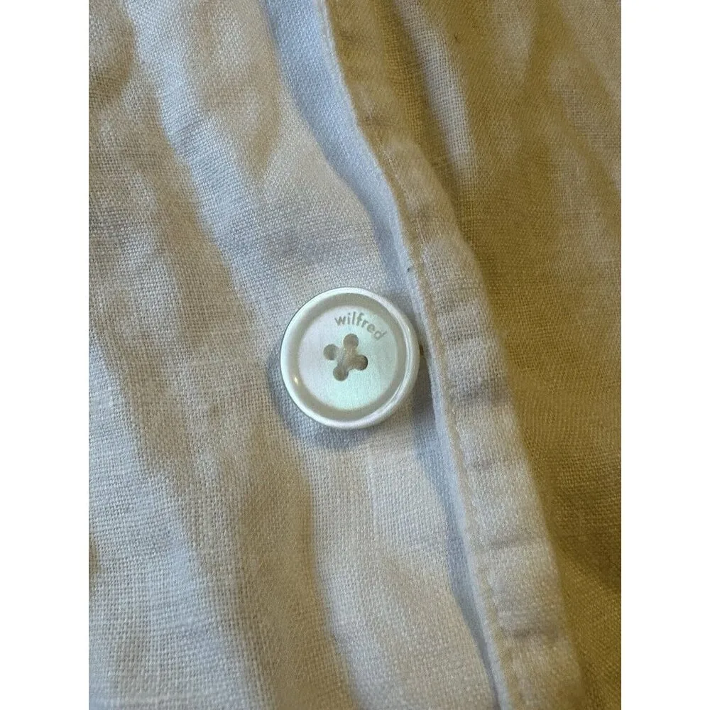 Wilfred Aritzia Button down Shirt Blouse white 100% Organic Linen Size XS Luxury - Image 7