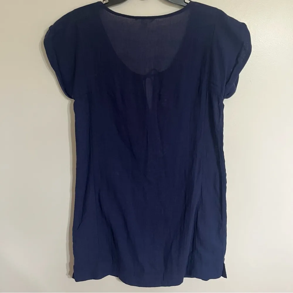 American Eagle Women’s  Embroidered Cover Up Or Tunic Top Size‎ Small Navy Blue - Image 10