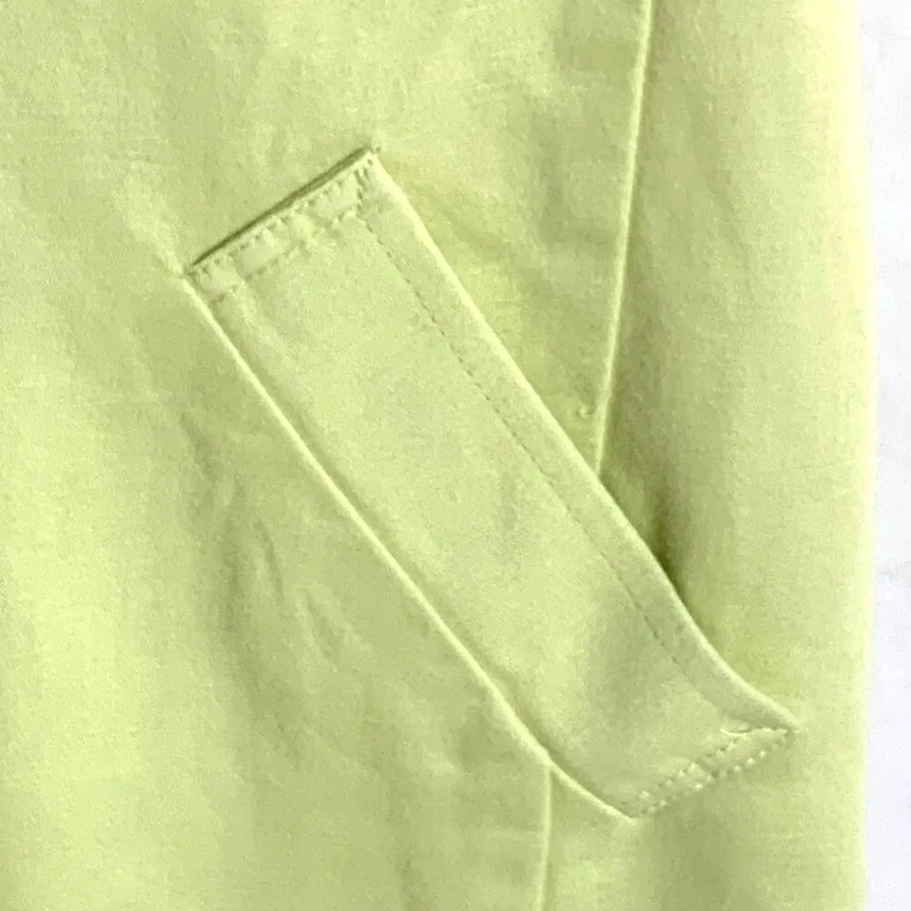 J. Jill Button Trench Jacket Linen Blend Long Sleeve Button Front PS Lime Green - Image 3