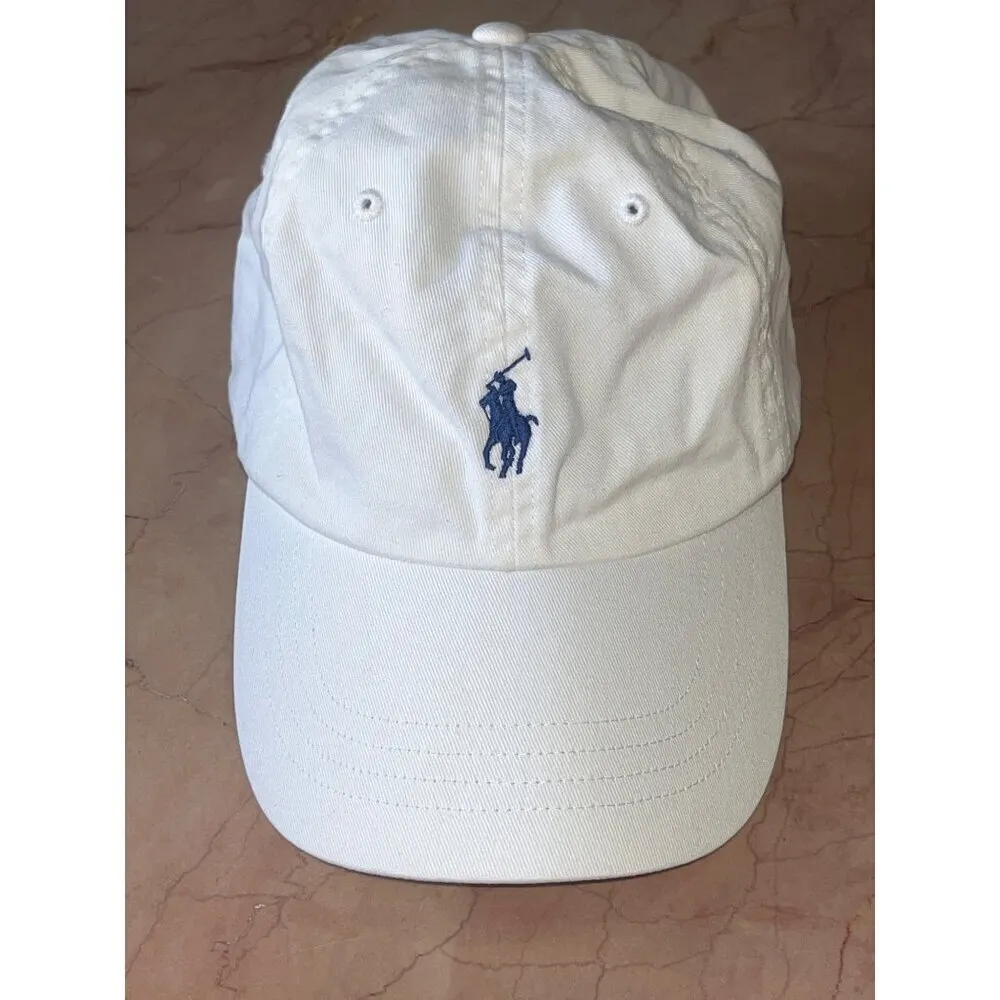 Polo Ralph Lauren Chino Cap in White & Marlin Blue One Size Unisex Hat Mens - Image 8