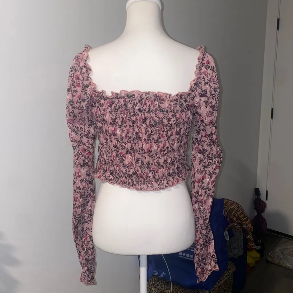 Socialite whimsical fairycore floral off the shoulder long sleeve top - Image 9