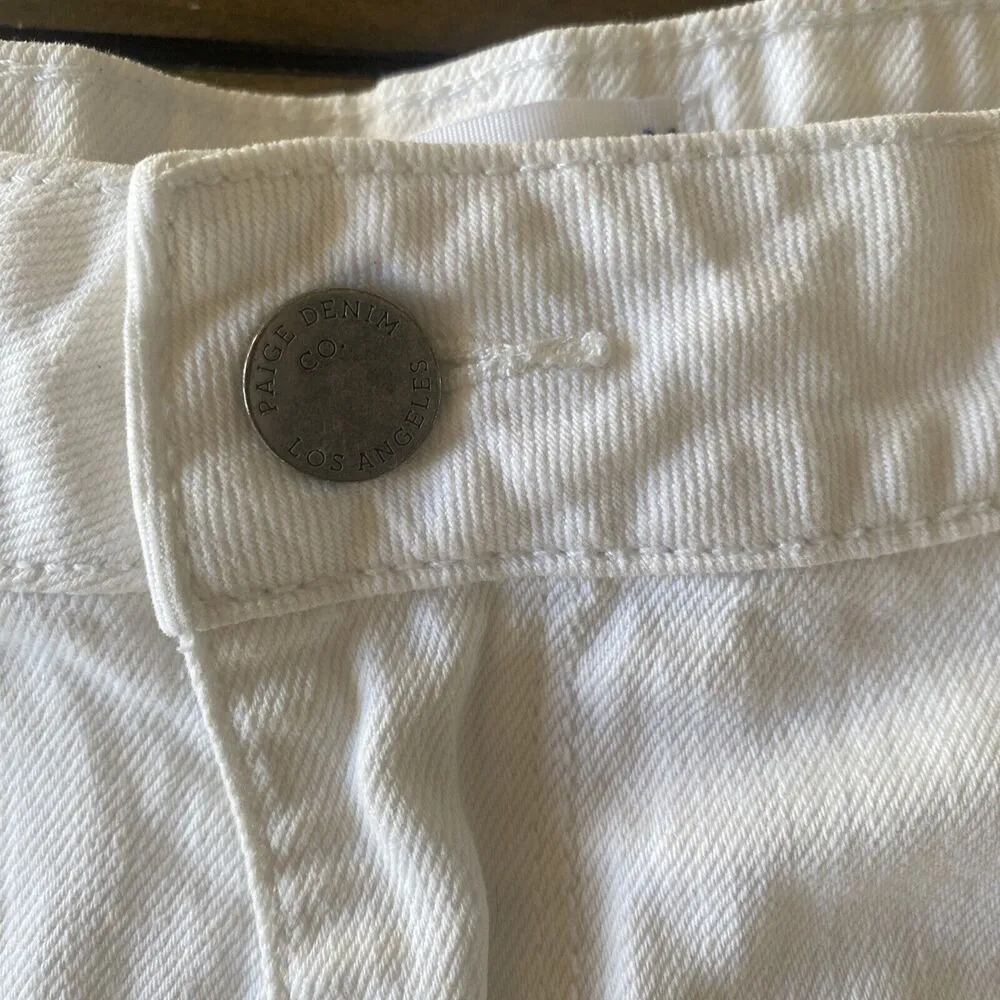 Paige Womens White Denim Shorts Rolled Cuff Casual 31 Festival Summer Coconut - Image 4