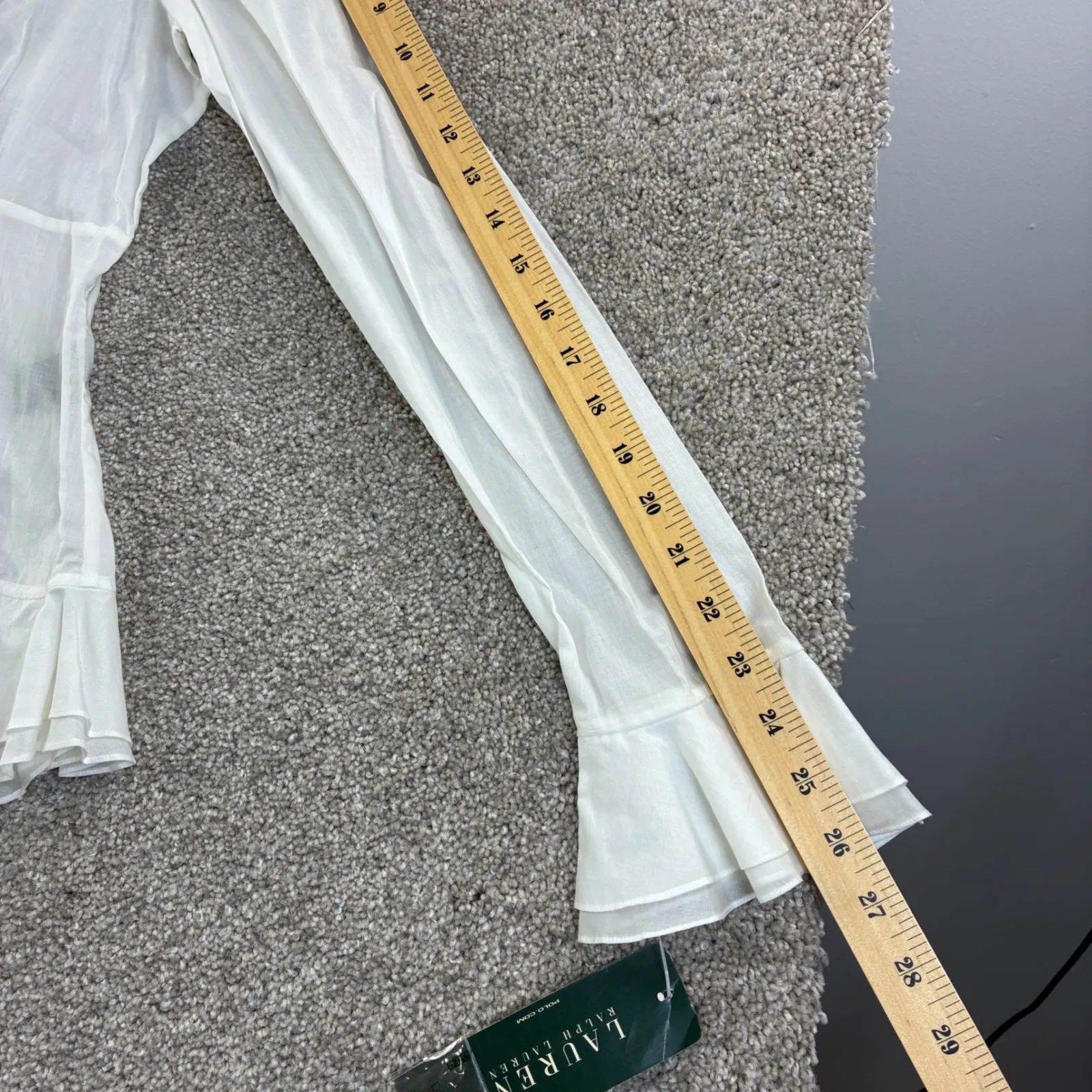 Lauren Ralph Lauren Womens 14 Sheer Ruffle Front Long Sleeve Blouse Peasant Boho - Image 5