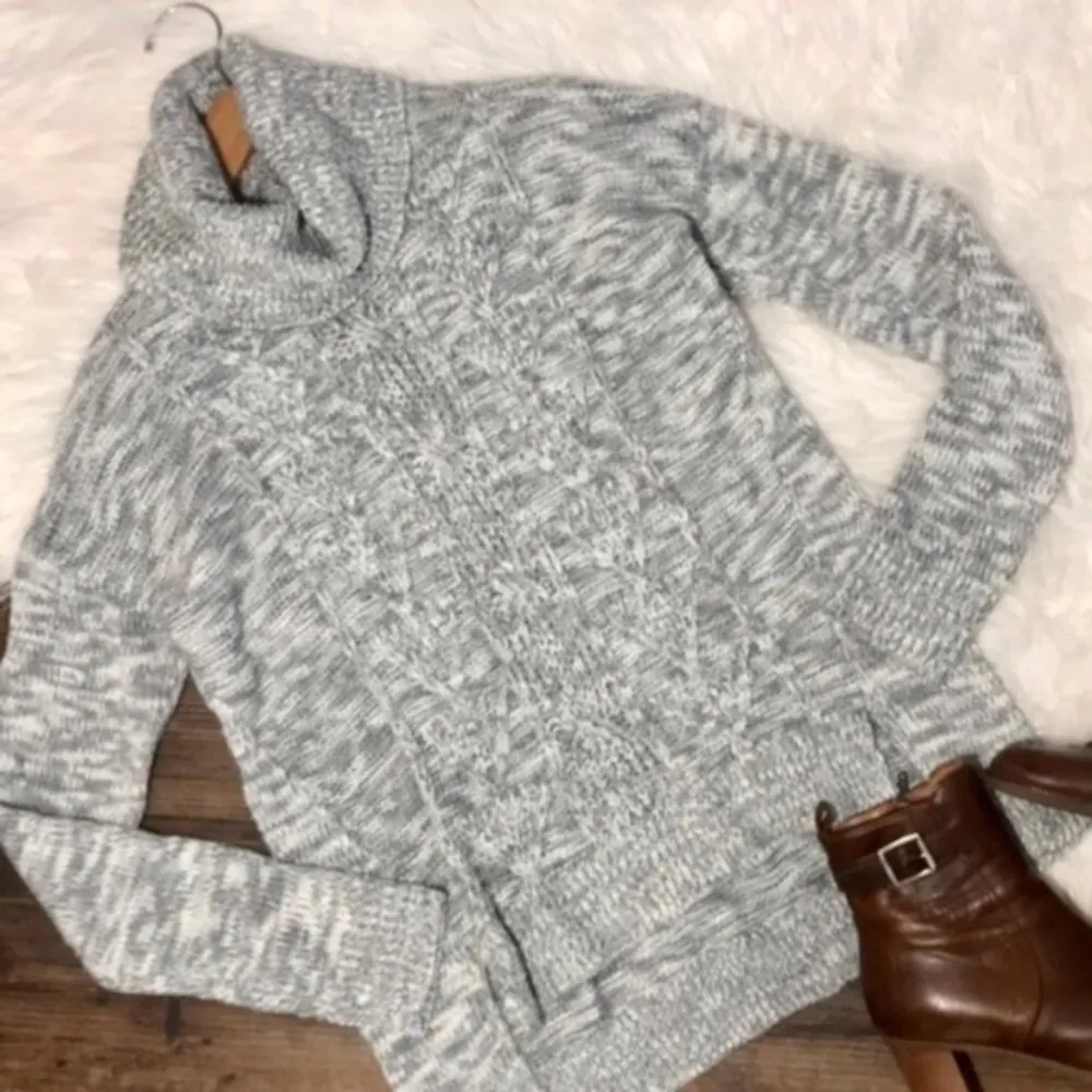 BP gray white cowl neck knit sweater - Image 2