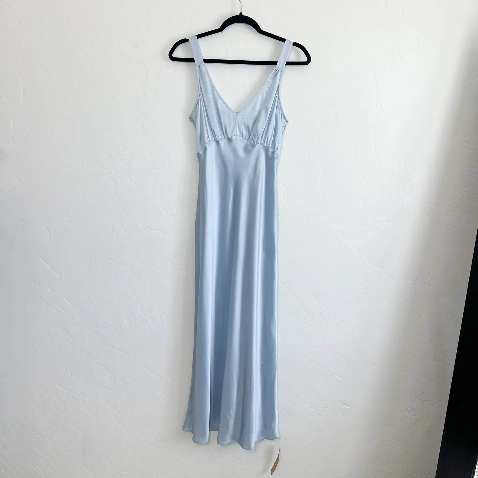 Reformation | Daytona 100% Silk Midi Slip Dress in‎ Mineral Blue - Image 8