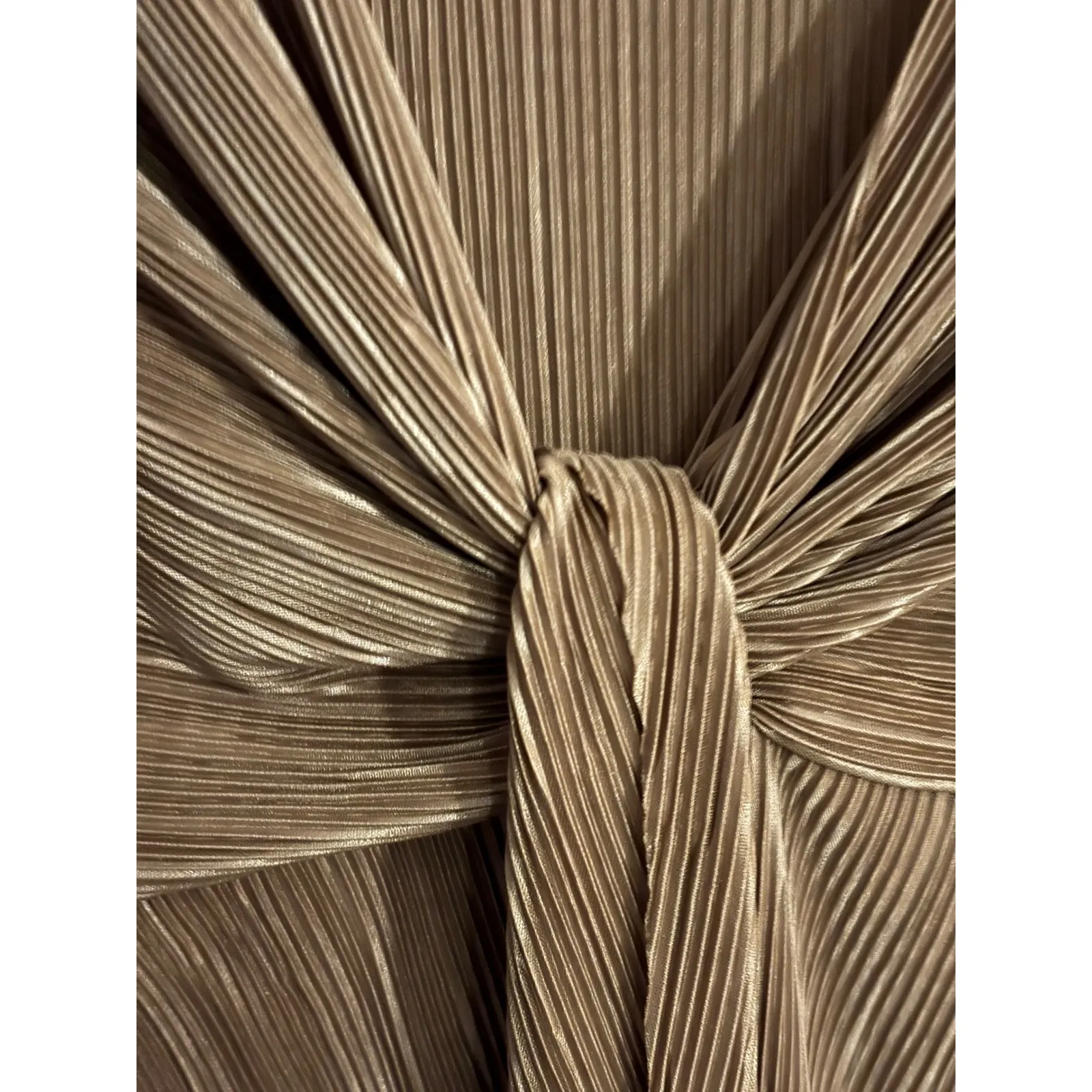 NASTYGAL COLLECTION Gold Plated Pleated Twist Front Dress Long Sleeve Women US 2 - Image 3