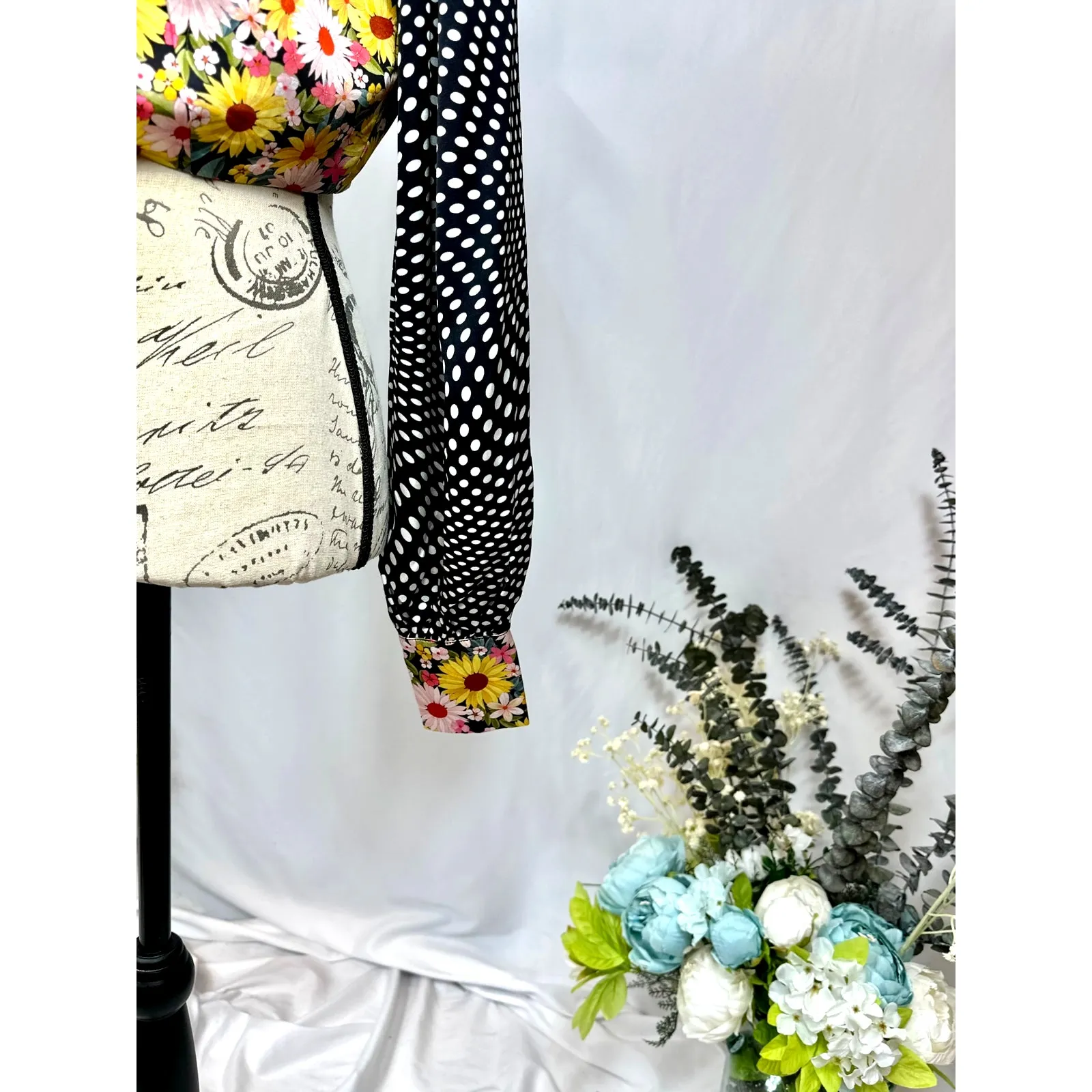 For Love and Lemons Daisy Polka Dot Long Sleeve Tie Anya Crop Top S - Image 9