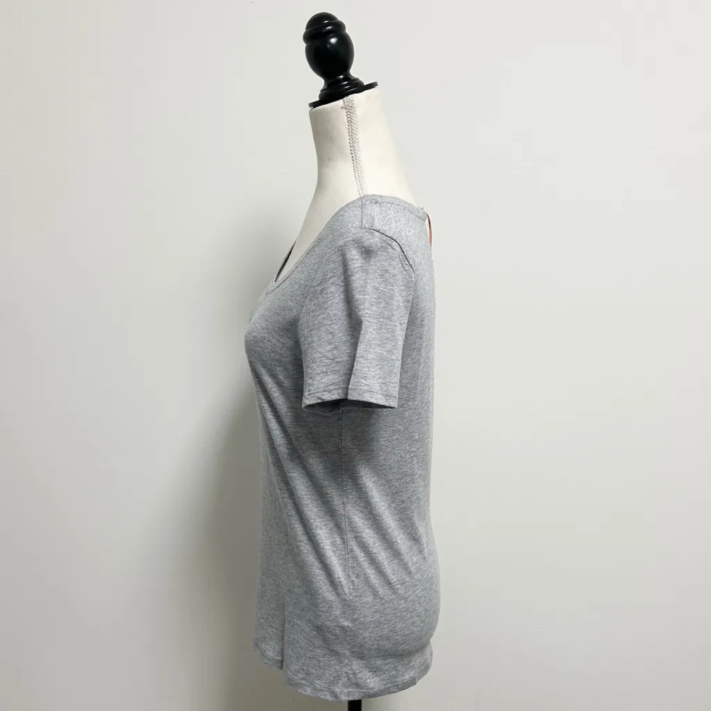 Quince Heather Grey Scoop Neck Short Sleeve Modal Cotton Blend T Shirt Small New - Image 3