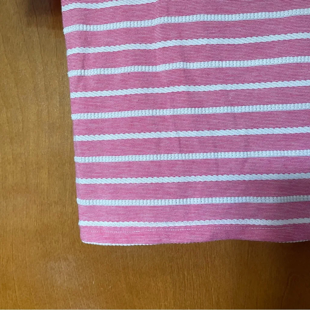 Sail to Sable Jetting to Jetties Pink Striped Knit 3/4 Sleeve Mini Dress Preppy - Image 3