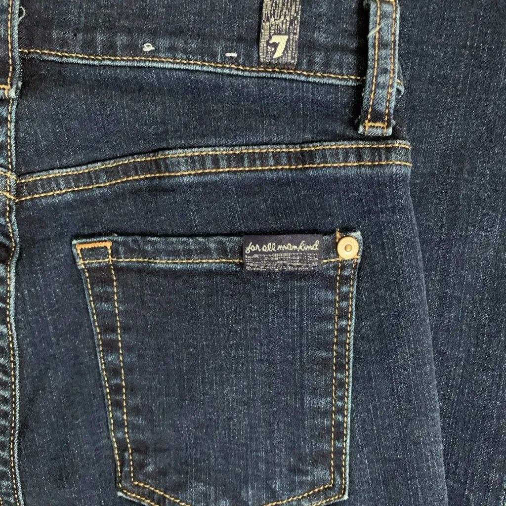 7FAM high waist slim kick bootcut size 25 dark wash denim blue jeans - Image 4