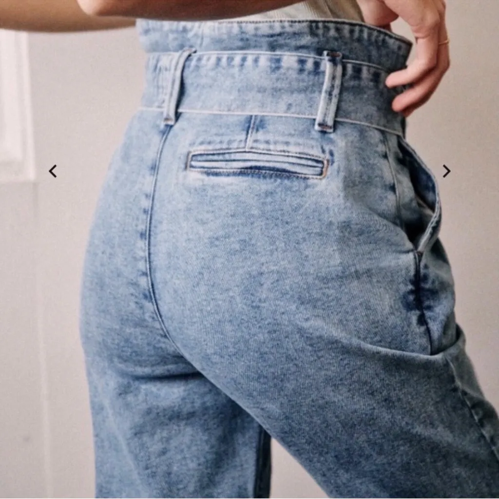 Sezane Austin Bleached Blue Paper Bag Trousers - Image 5