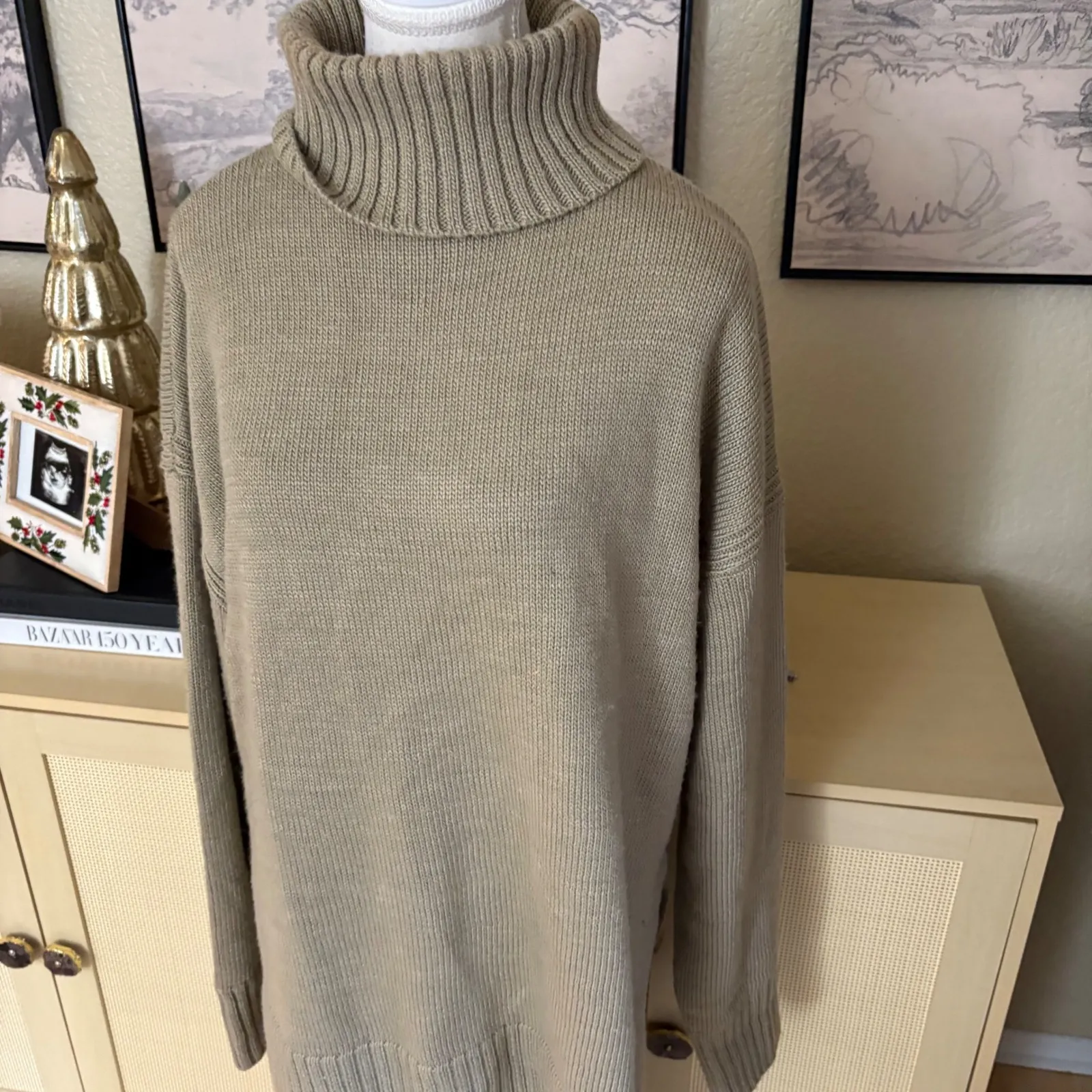 MESHKI Wool Blend Brown Turtle Neck Jumper Long Skirt Size L/XL - Image 2