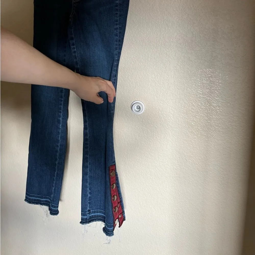 VERONICA BEARD Carolyn 10”‎ Baby Boot Cut Jeans Sz 25 Dark Sea Frayed Raw Hem - Image 8