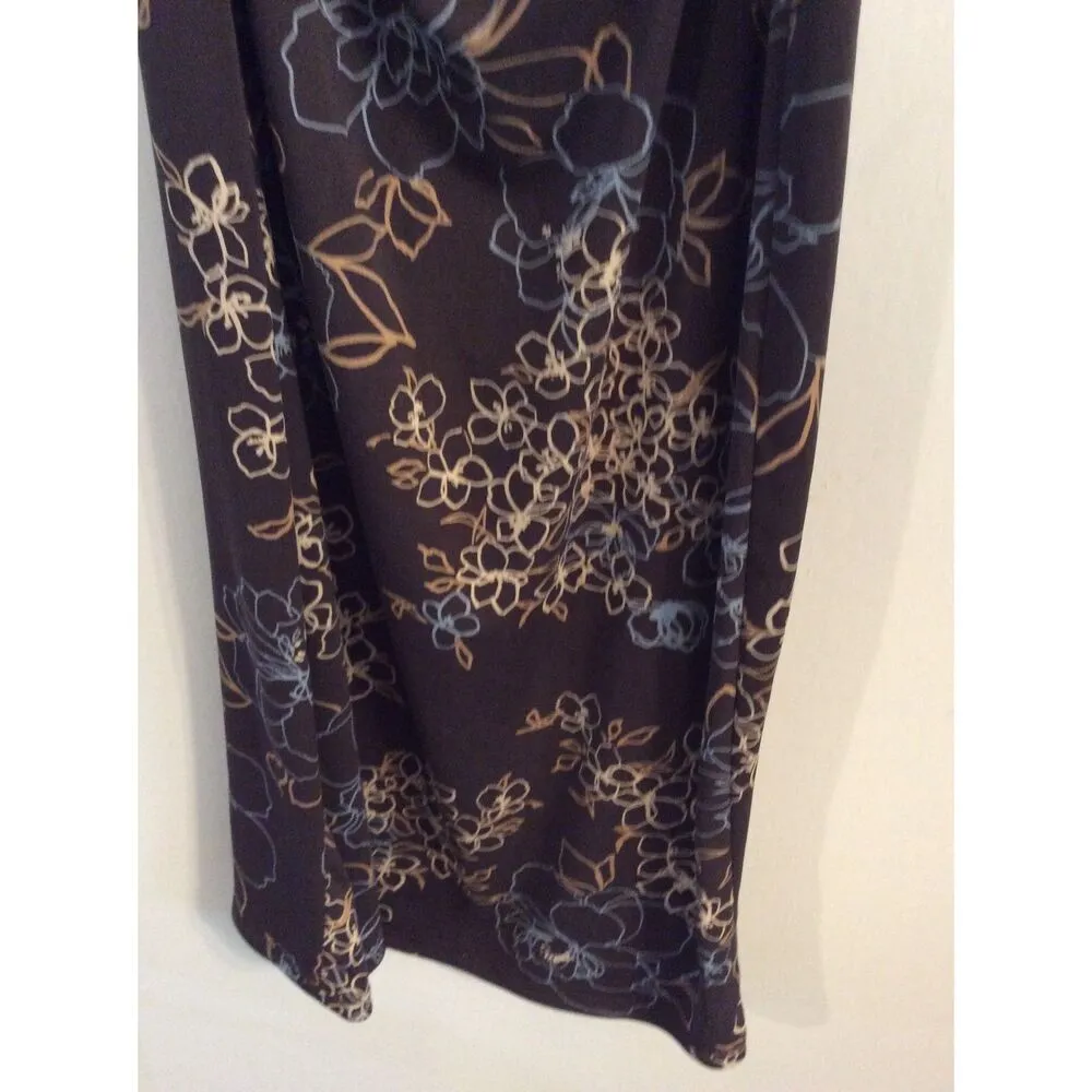 Vintage USA Maxi Dress Ruched Spaghetti Straps Floral Drape Neckline XS Y2K - Image 3