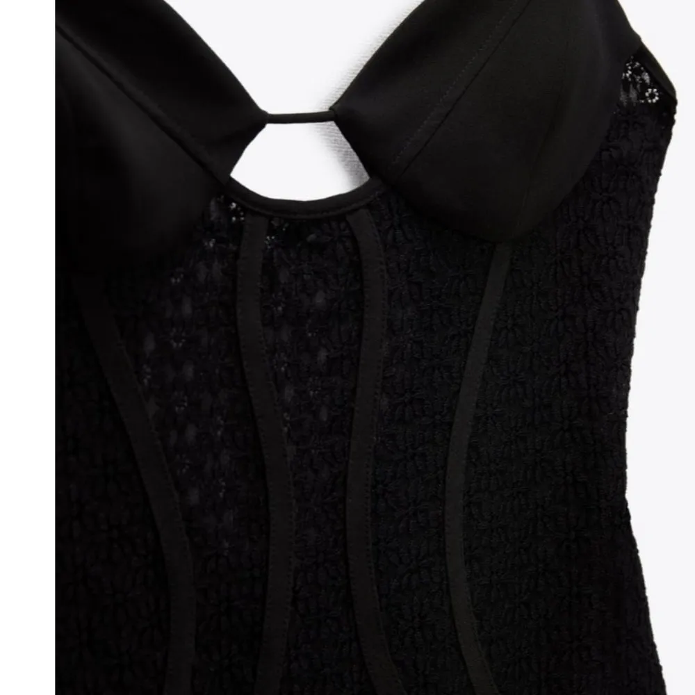 NWT ZARA BLOGGERS FAV MATCHING LACE CORSET BODYSUIT BLACK MEDIUM - Image 8