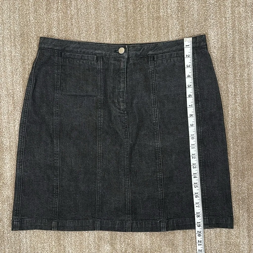 Jones New York Dark Grey Jean Denim Skirt Four Pocket Stretch Zip Women Size 14 - Image 4