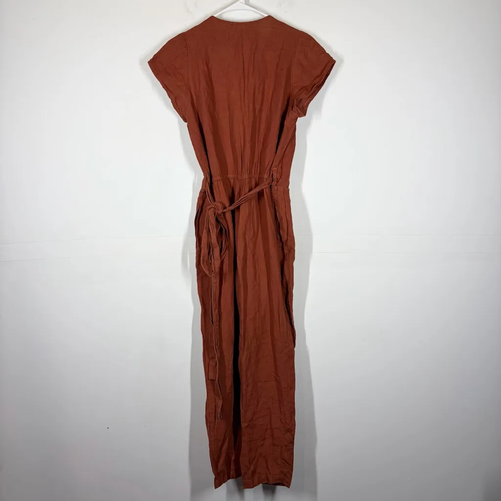 NotPerfectLinen Margaret Wrap Style Jumpsuit Size M/L Orange Size M - Image 5