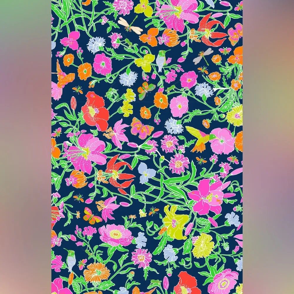 Gretchen Scott Jersey Harlot Dress Birds And The Bees Navy Brights sz S Vacation - Image 4