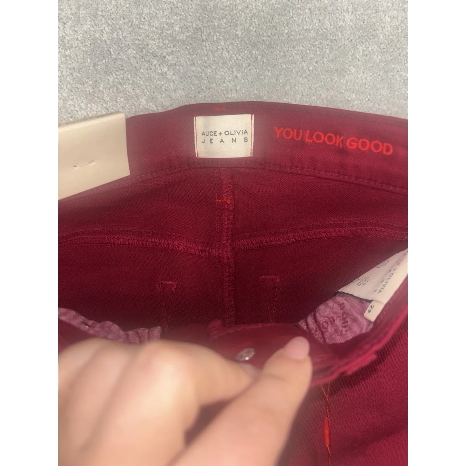 Alice +‎ Olivia Good High Rise Ankle Skinny Jeans Size 25 Bordeaux Denim USA NWT - Image 5