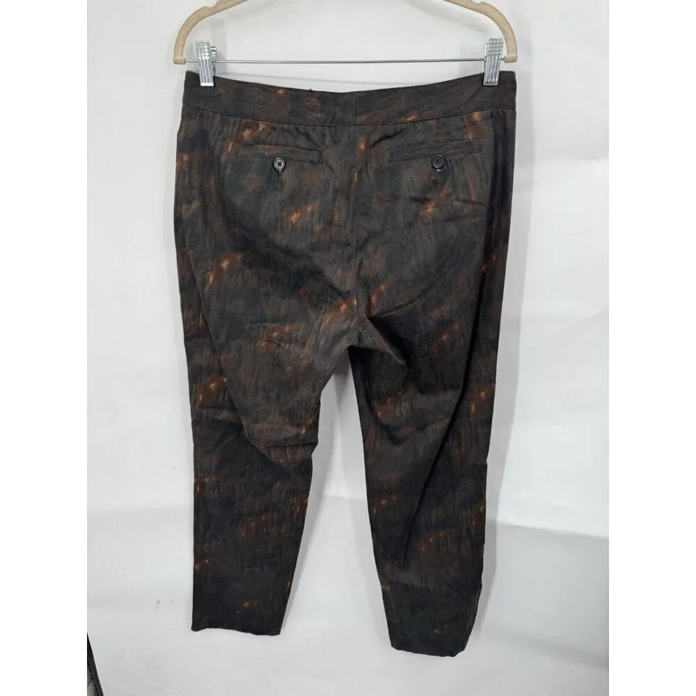 Worth New‎ York Pant Women 8 Brown Straight Leg Retro Splotchy Tie Dye Grunge - Image 2