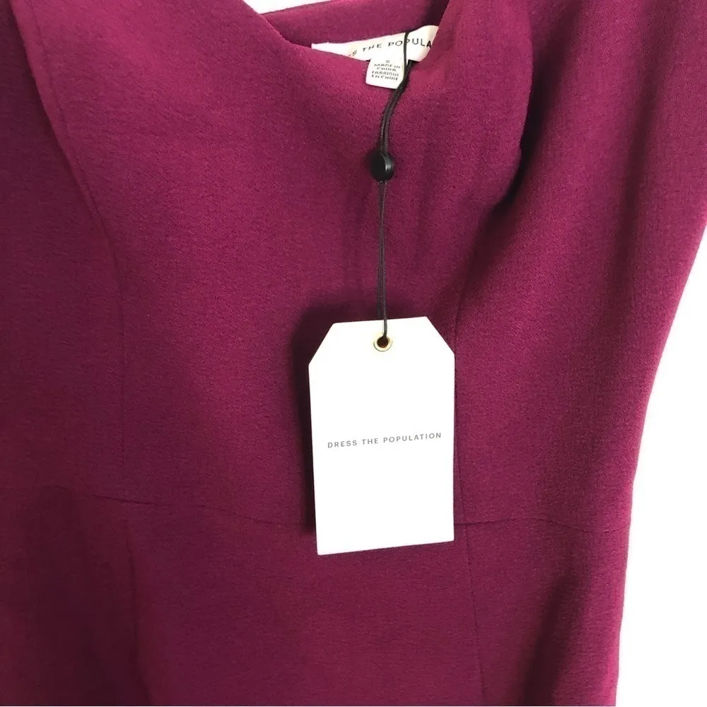 Nwt Dress The Population Womens Nicole Sheath Dress Pink Slit Midi Sleeveless - Image 9