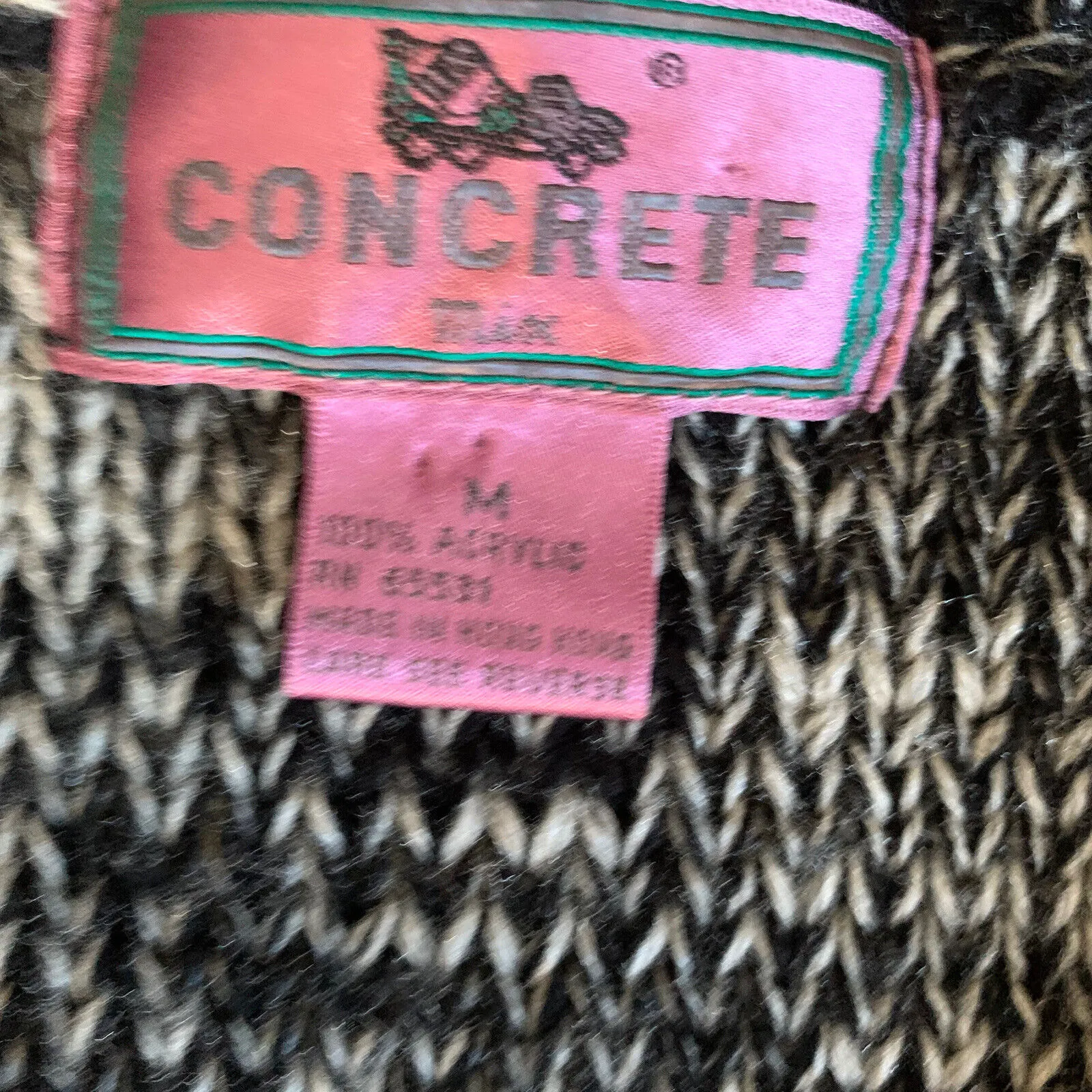 Vintage Concrete Mix 3D Cable Knit Chunky Women Sweater Fisherman Grandpa Marled Black Size M - Image 7