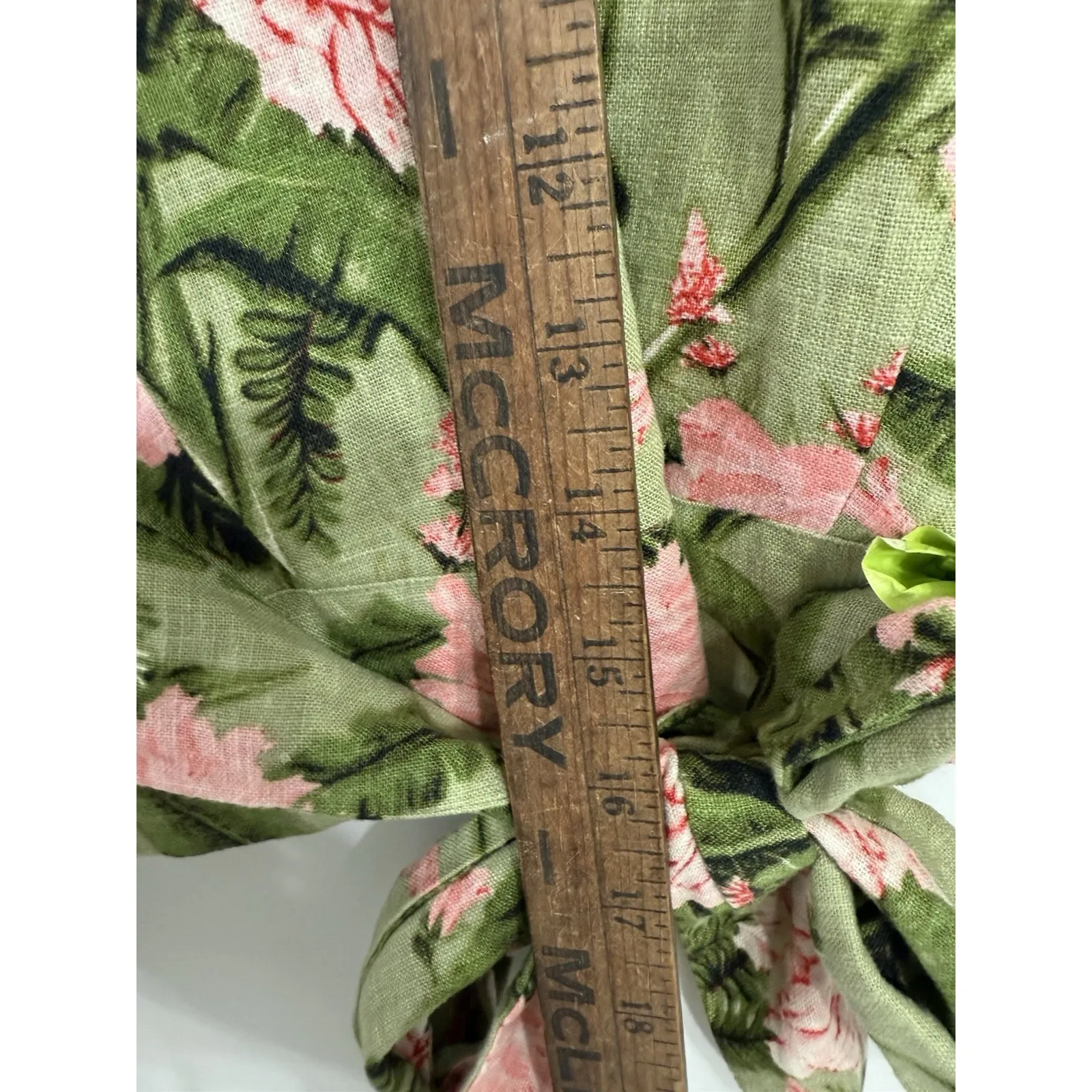 Aguabendita Target Floral Green Pink XXL Peony Print Wrap Top Blouse Linen Blend - Image 9