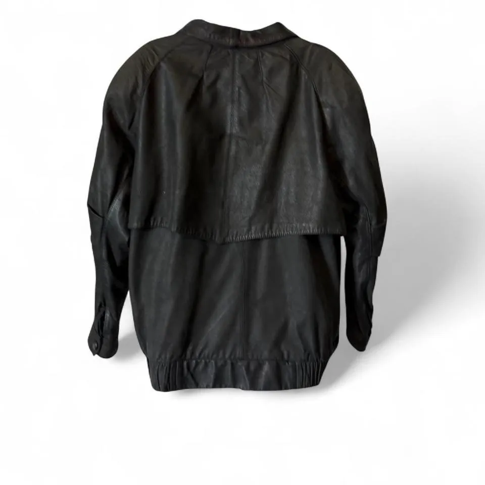 EXPRESS Vintage‎ 90s  Leather Bomber Jacket - Image 2