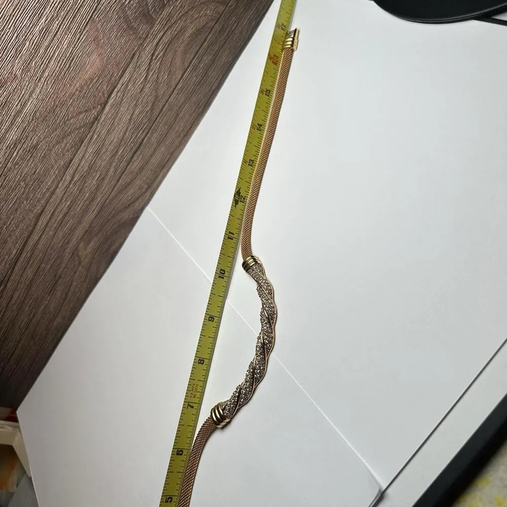 Vintage Swarovski Crystal Gold Tone Clear Necklace (Swan Signed) - Image 8