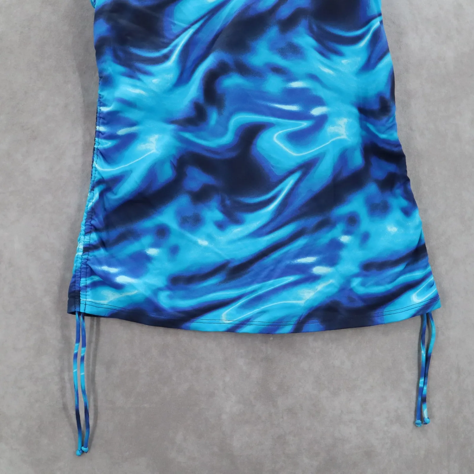 Lands End Blue Marble Swirl Tie Dye Ties Sleeveless Swim Beach Tankini Top‎ 2P - Image 4