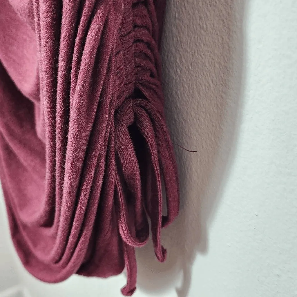 Calvin Klein Burgundy T-Shirt Dress with Side Drawstring Size 6 Oxblood Dress - Image 4