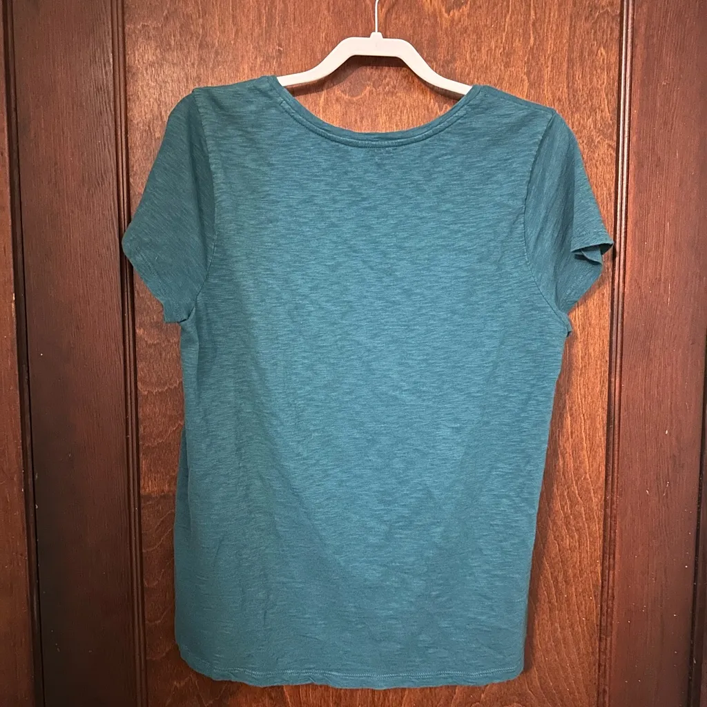 Soft Surrounding LOVE Embroidered Floral Teal  
Burn Out Graphic Tee Size L - Image 3