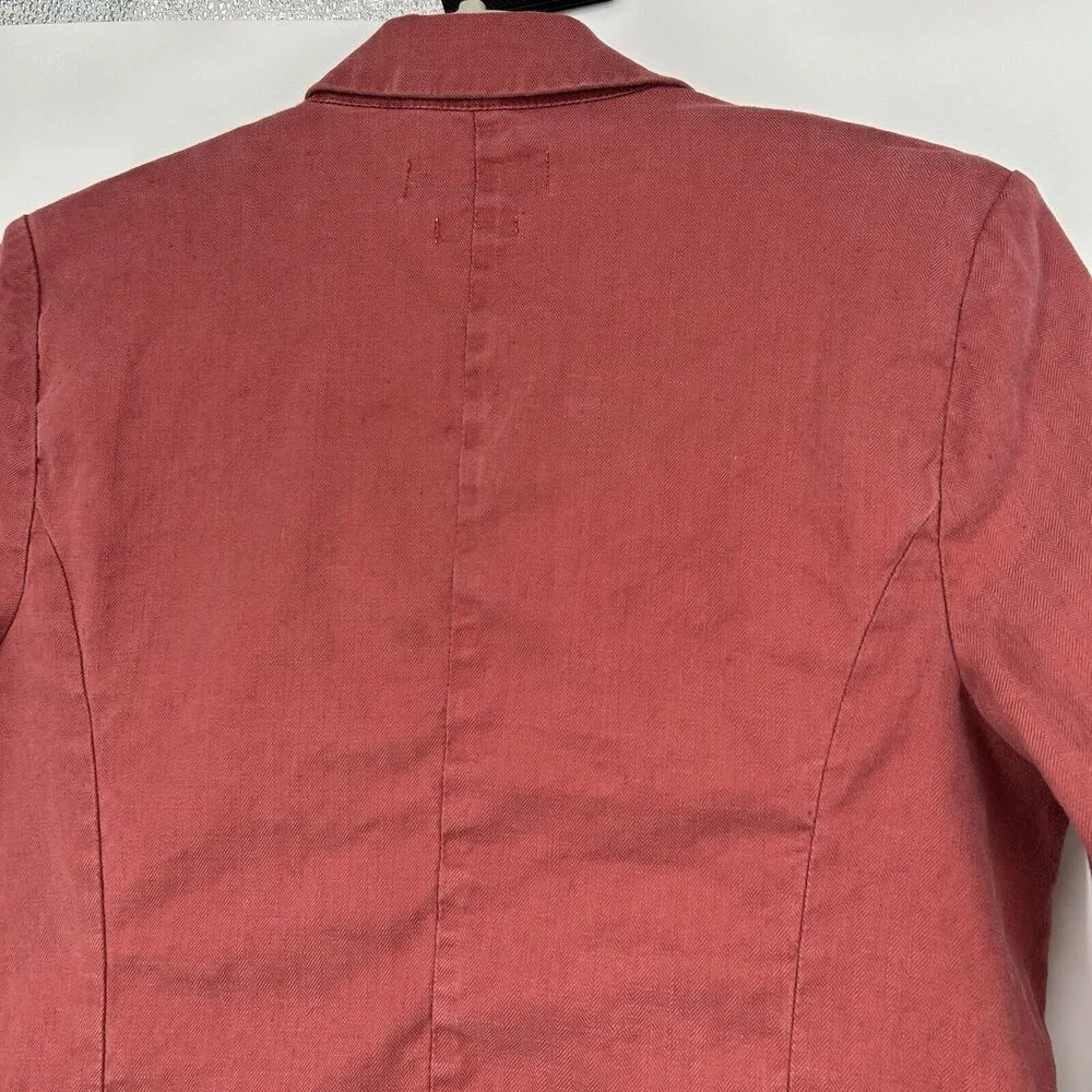 Level 99 Rachel Linen Blend Blazer Jacket Rose Pink Open Front Stretch Size S - Image 8