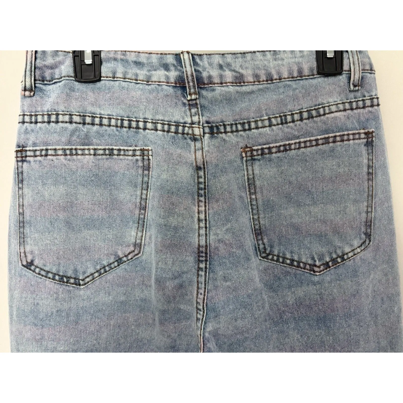 Shop Michella Women High Waisted Distressed Colorful Light Wash Denim Jeans Sz L Blue - Image 9