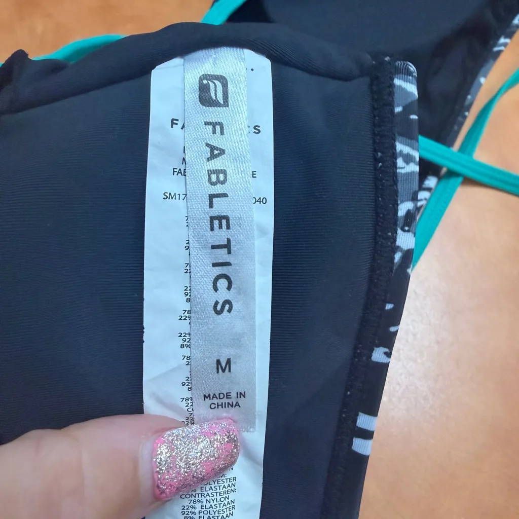 Fabletics  Black and Teal Bikini Top - Image 3