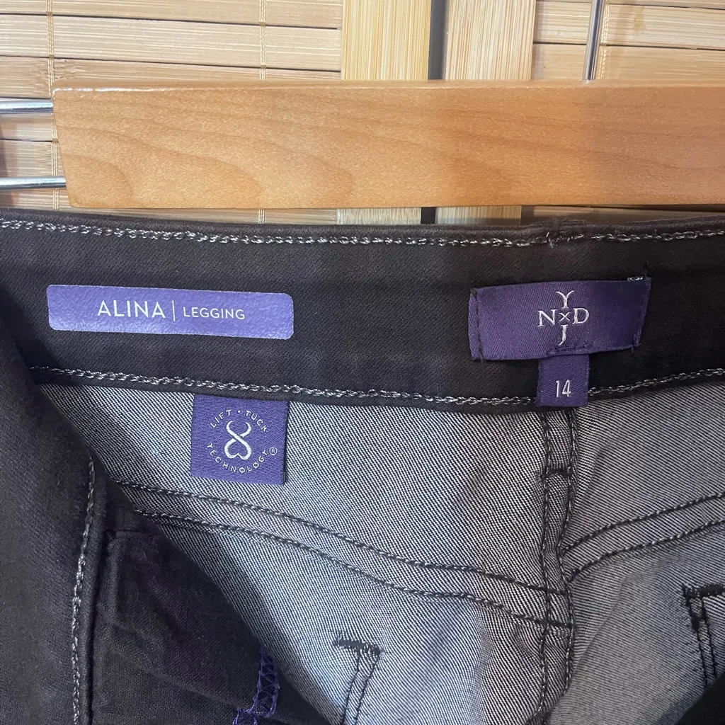 NYDJ Alina Legging Jeans Women's 14 brown Mid Rise Lift Tuck Technology pants - Image 3