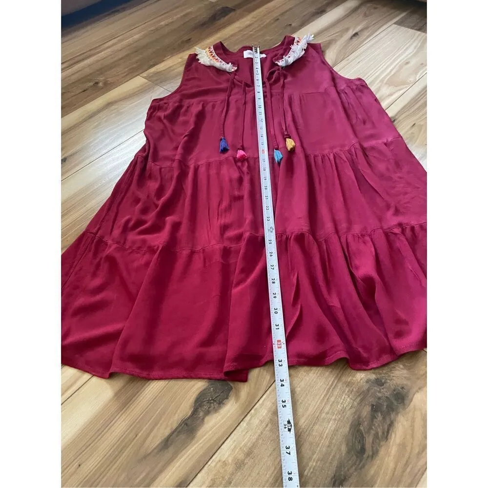 Free with purchase 🛍️Current Project Flowy Festival Aztec Dress Red Size L - Image 4