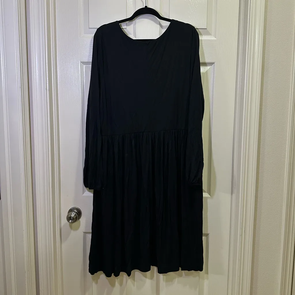 Old Navy Long Sleeve Knit Empire Waist V-Neck Dress Size XXL Tall Black - Image 4