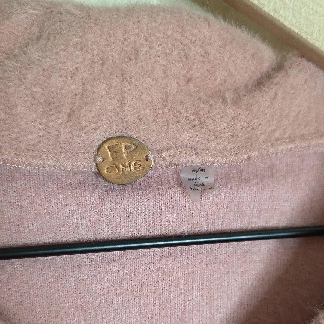 Free People FP One Hoodie Queenie Cropped Zip Up Sweatshirt Fuzzy Pink Medium - Image 2