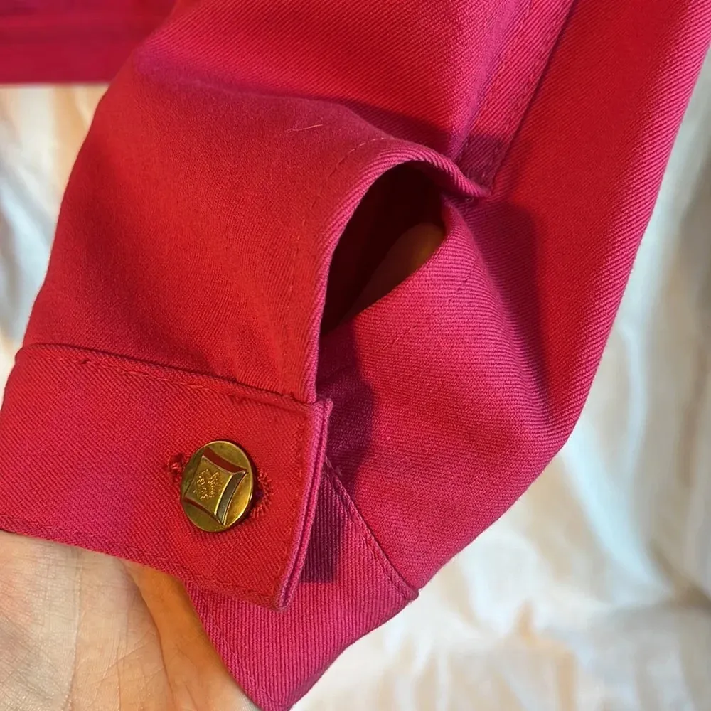 MCM Vintage 90s Barbiecore Denim Style Jacket with Gold Hardware - Image 5