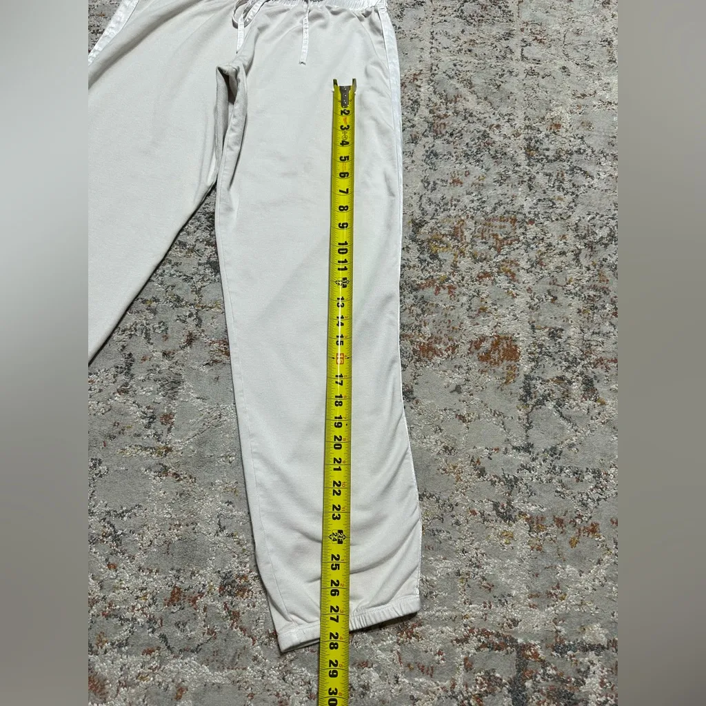 PJ HARLOW French terry jogger pants size Large cream satin trim - Image 3