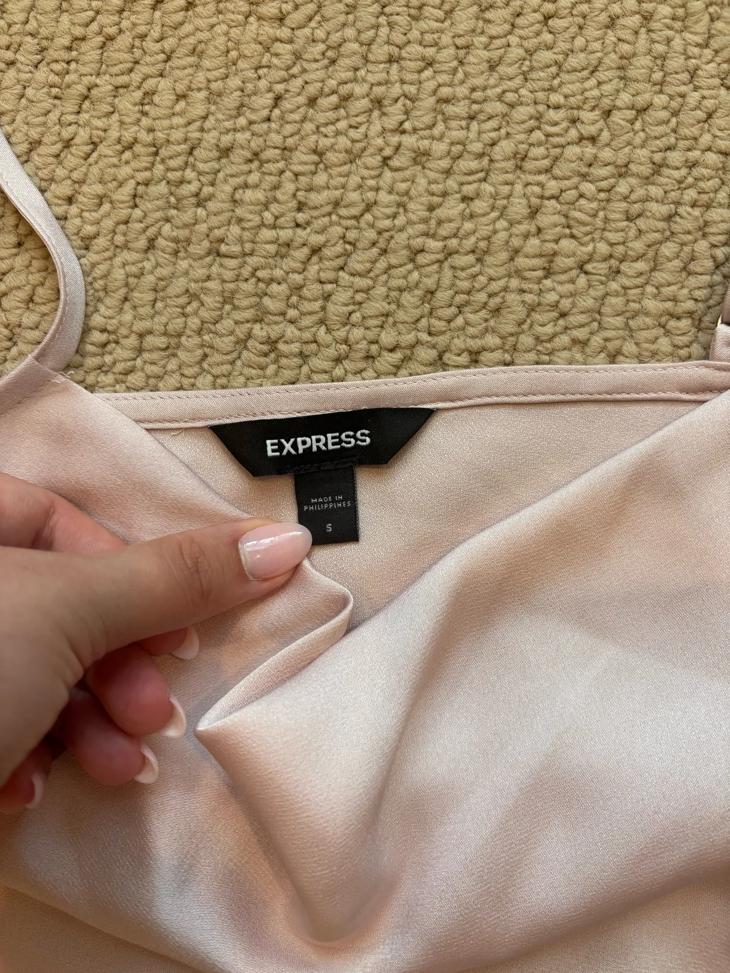 Express Satin Cowl Neck Cami Pink - Image 4