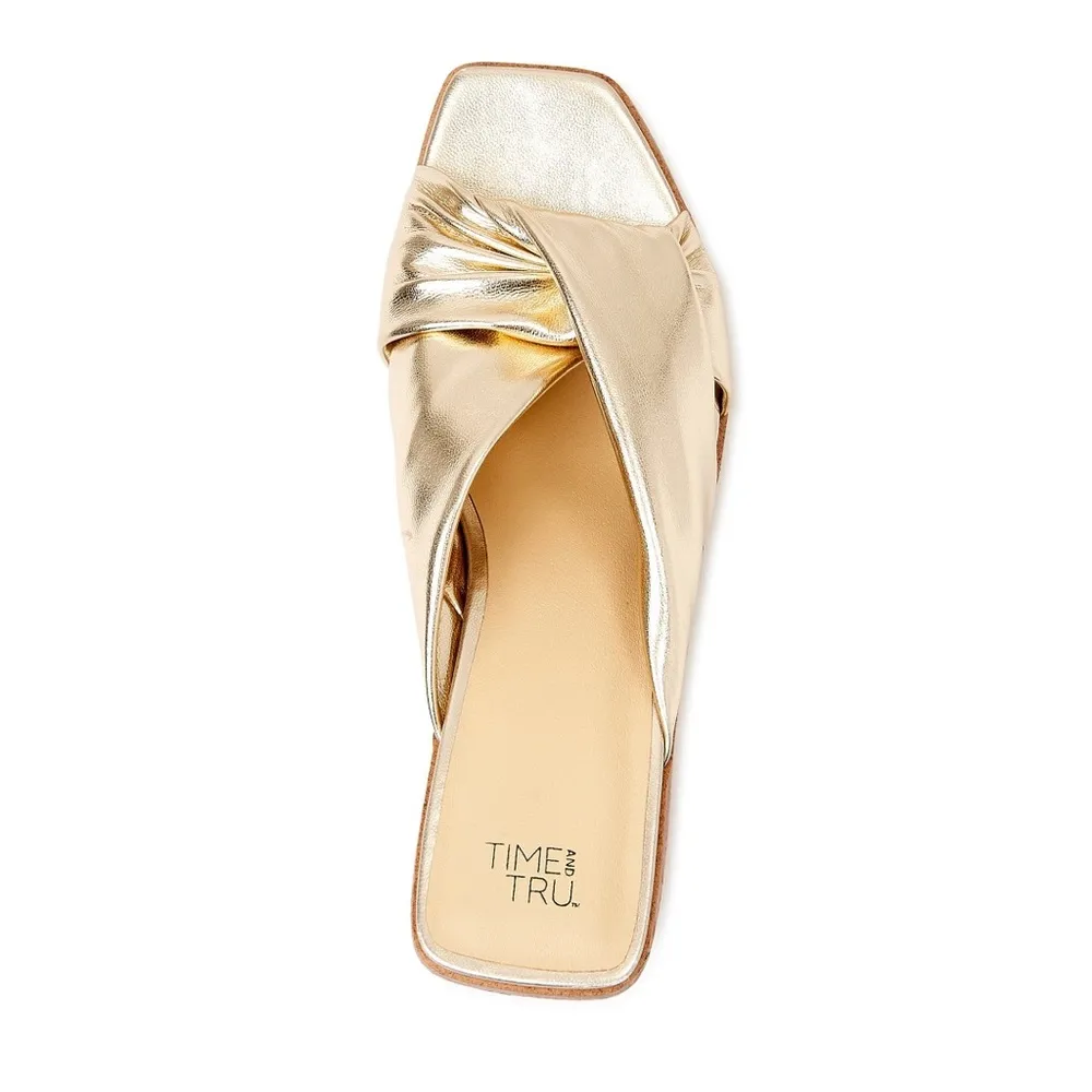 TIME and TRU Womens Comfort Gold Cork Wedge Platform Slip On Sandal Size 10 New - Image 3