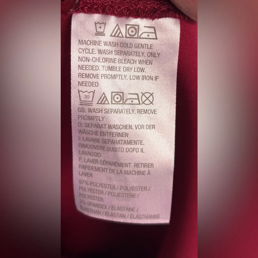 Susan Graver 2X Workwear Button Front Blouse in Deep Red - Image 5