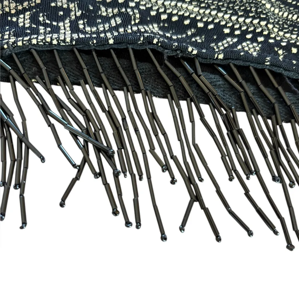 R M Richards Blouse Printed Beaded Fringe Black White Womens Size 16 - Image 7