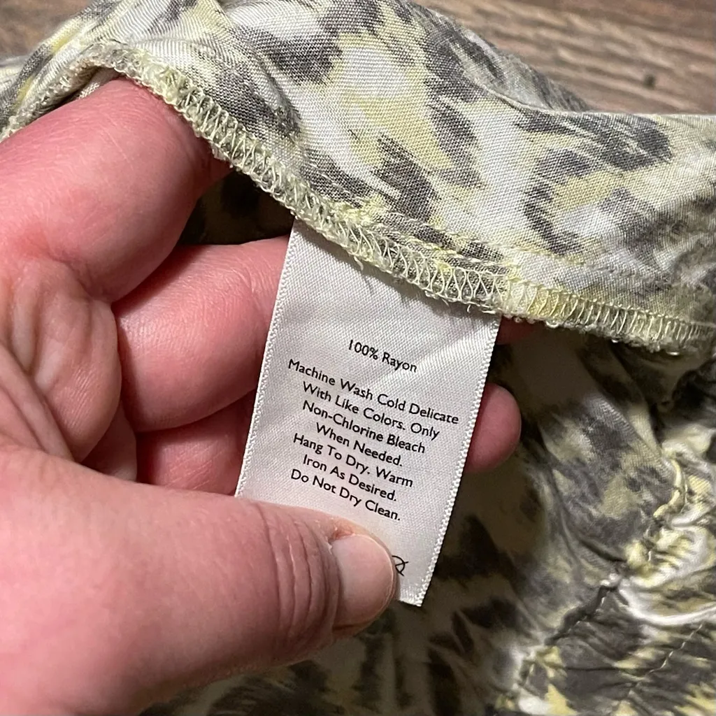 Eddie Bauer Woman’s Yellow & Grey Spring Printed Drawstring Skirt Size Large - Image 4